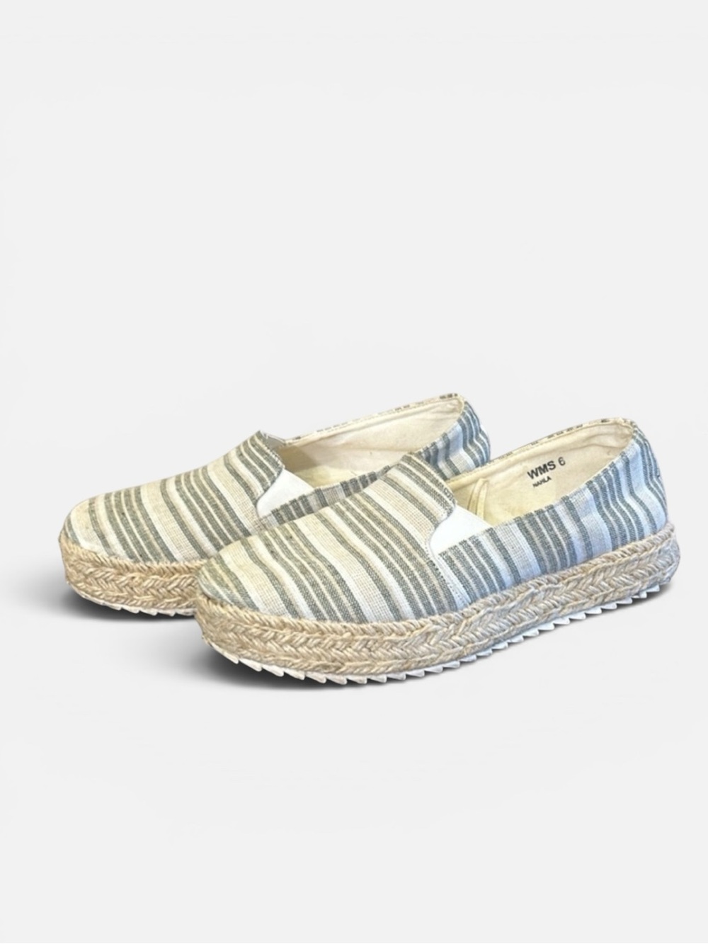 Report Nahla Striped Espadrille Platform Slip-On Flats Size 6